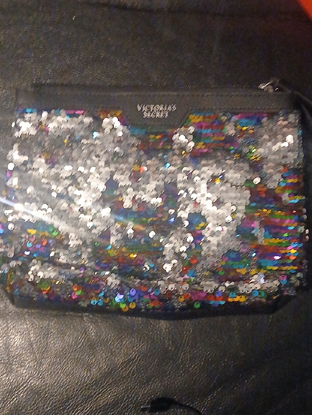 Victoria's Secret Silver & Rainbow Sequin Wristlet